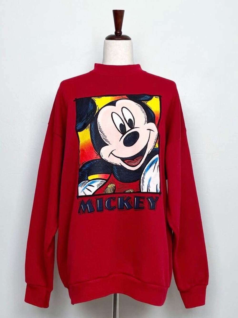 Disney Vintage Mickey Mouse Unlimited Graphic Red Fleece Crewneck Sweatshirt XL